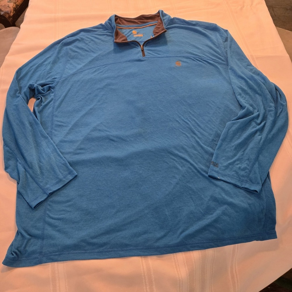 Carhartt  Active Quarter Zip Fitted Pullover Mens Size XL Blue Logo - Picture 3 of 8